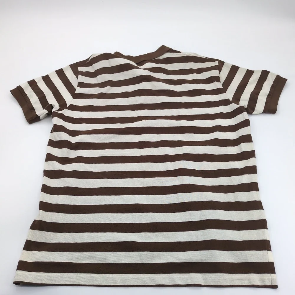 VTG Polo Ralph Lauren Polo Shirt XL Brown Cotton Striped Short Sleeve Y2K Preppy